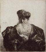 REMBRANDT Harmenszoon van Rijn Old Man with Beard,Fur Cap and Velvet Cloak Sweden oil painting artist